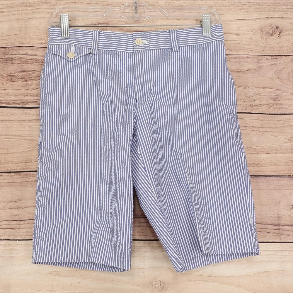 Ralph Lauren Sport Bermuda Shorts Womens 28 Waist Blue Seersucker 10 Inseam